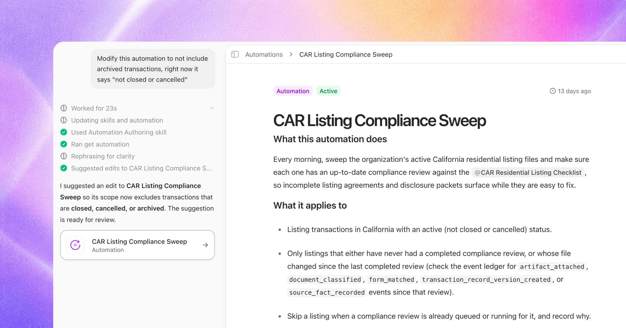 Compliance runs automatically