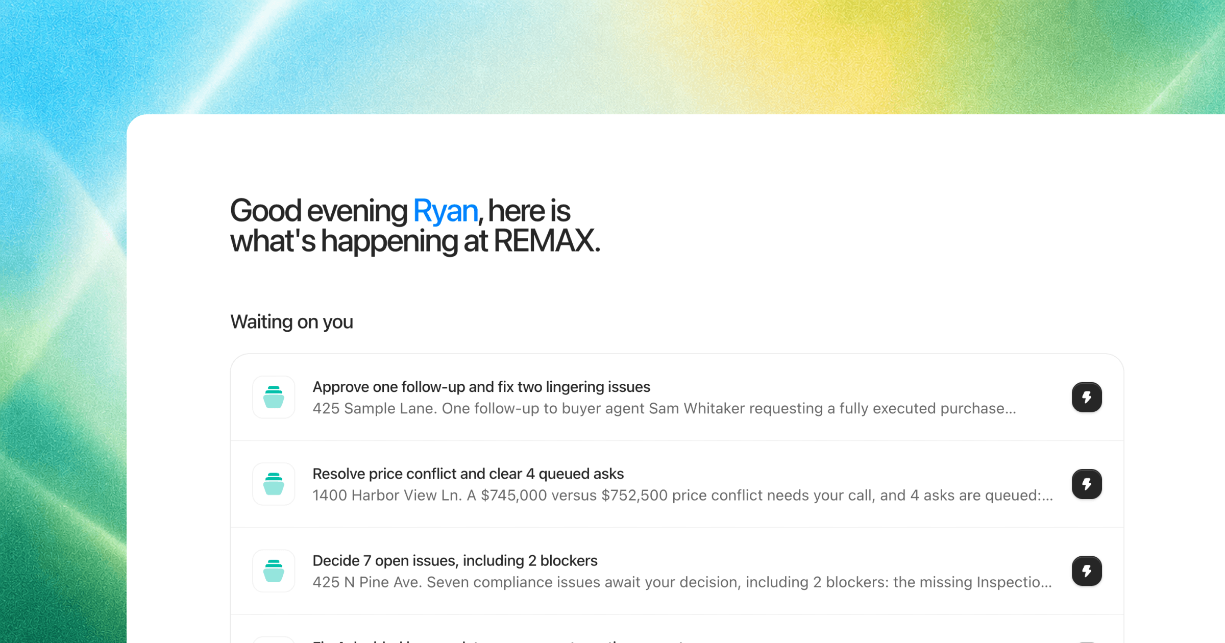 Streamlined Overview Page